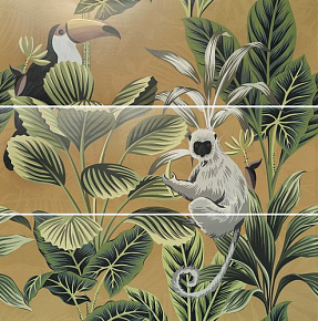 Декоративное панно, APE, SILK (APE ), разноцветный, 40*120, DecorSet(3)DEFToucanOcre