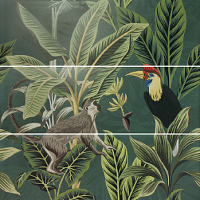 Декоративное панно, APE, SILK (APE ), разноцветный, 40*120, DecorSet(3)ABCToucanGreen