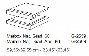 Ступень, Aparici, MARBOX, Белый, 59.55*59.55, MarboxCalacattaNatGradAng59,55X59,55