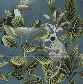 Декоративное панно, APE, SILK (APE ), разноцветный, 40*120, DecorSet(3)DEFToucanBlue