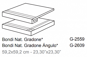 Ступень, Aparici, BONDI, Серый, 59.2*59.2, BondiGreyNatGradAng59,2X59,2