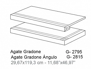 Ступень, Aparici, AGATE, Красный, 29.67*119.30, AgateRossoPulGrad-12029,67X119,30